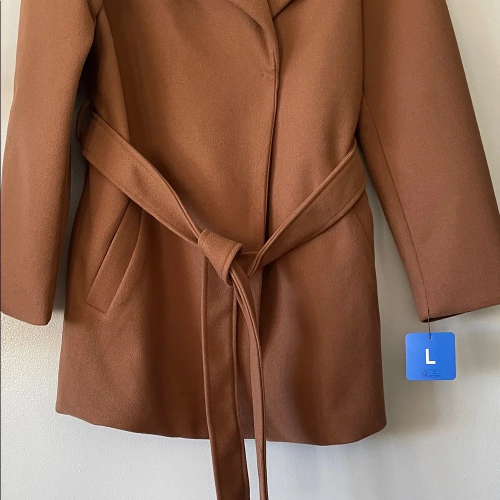TAHARI|Women's Tan Camel Belted Coat|Large|NWT - Picture 3 of 8